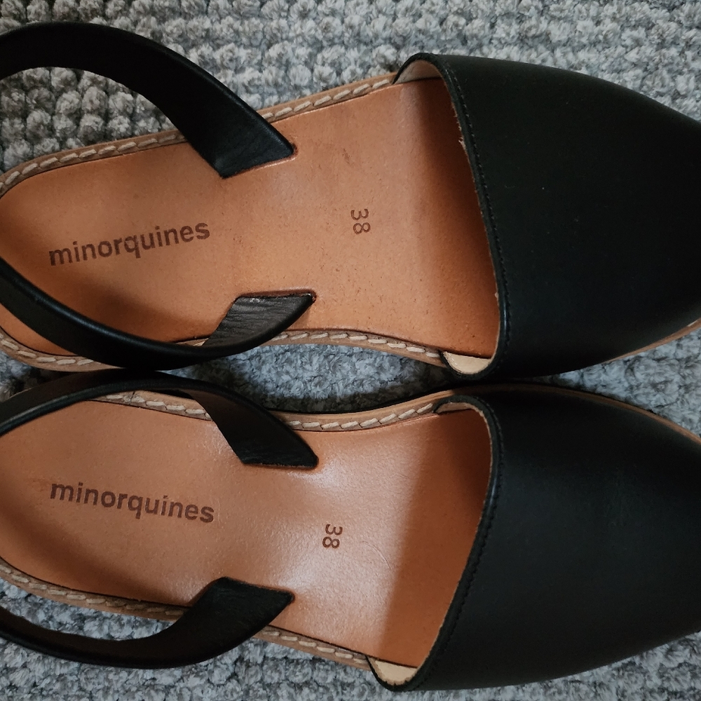 Minorquines black women's sandals size 38 with dust bag